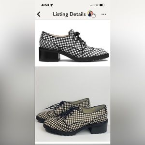 Stacked heel Oxford in houndstooth pattern